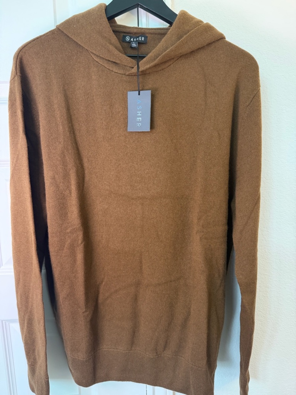 Asher Wool-Cashmere Hoodie – Cognac – Size Large – NWT